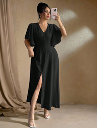 Plus Size Premium Viscose A-Line Midi Dress