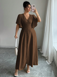 Plus Size Premium Viscose A-Line Midi Dress