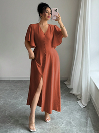 Plus Size Premium Viscose A-Line Midi Dress